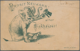 Ansichtskarten: Vorläufer: 1888,"Prosit Neujahr! Alter Dickhäuter" Mit Abbildung Elefant, Vorläuferk - Unclassified