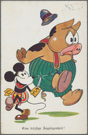 Ansichtskarten: Motive / Thematics: COMIC / WALT DISNEY, Frühe Micky Maus Karte "Eine Kitzlige Angel - Other & Unclassified