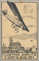 Ansichtskarten: Motive / Thematics: FLUG, "Flugtage Görlitz 9. Und 10. Aug. 1924" Künstlerzeichnung - Autres & Non Classés