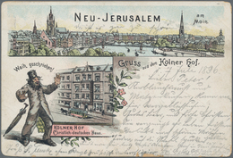 Ansichtskarten: Motive / Thematics: JUDAIKA, "NEU-Jerusalem Gruss Aus Dem Kölner-Hof In Frankfurt Am - Altri & Non Classificati