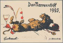 Ansichtskarten: Motive / Thematics: KARNEVAL, Dekorative Künstlerkarte "Das Narrenschiff 1925", Sign - Andere & Zonder Classificatie