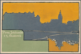 Ansichtskarten: Motive / Thematics: SCHÜTZEN / SCHÜTZENFEST, Dekorative Künstlerkarte "PIRNA, Schütz - Andere & Zonder Classificatie