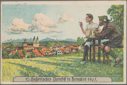 Ansichtskarten: Motive / Thematics: SPORT / TURNEN, "12. Bayerisches Turnfest In Kempten 1905", Zwei - Altri & Non Classificati