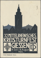 Ansichtskarten: Hessen: GIESSEN (alte PLZ 6300), 32. Mittelrheinisches Kreisturnfest 1925, Privatgan - Autres & Non Classés
