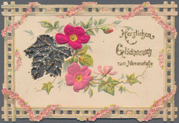 Varia (im Ansichtskartenkatalog): GLÜCKWUNSCHKÄRTCHEN / NAMENSTAG, 16 Dekorative Historische Glückwu - Autres & Non Classés