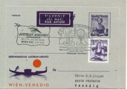 ÖSTERREICH 1960 Kab.-Eröffnungsflug Der AUA Austrian Airlines "Wien - Venedig" - Autres & Non Classés