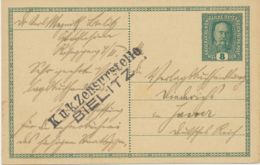 ÖSTERREICH "K.u.K. Zensurstelle / BIELITZ" Bielsko-Biała Polen Zensur-L2 GA 1916 - Lettres & Documents