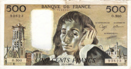 FRANCE 500 FRANCS 2-3-1989 VF P-156g "free Shipping Via Registered Air Mail" - 500 F 1968-1993 ''Pascal''