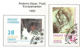 Andorra (Spanische Post) 1993  Mi.Nr. 232 / 233 , EUROPA CEPT - Zeitgenössische Kunst - Gestempelt / Fine Used / (o) - 1993