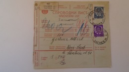 D168163  Yugoslavia - Parcel Card 1938- Zagreb (Croatia)  - Novi Sad  -Serbia - Other & Unclassified