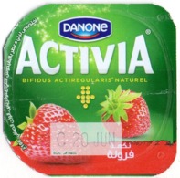 Opercule Cover Yaourt Yogurt " Danone " ACTIVIA Fraise Strawberry Yoghurt Yoghourt Yahourt Yogourt - Opercules De Lait