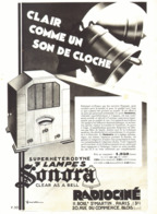 PUB RADIO SUPERHETERODYNE 7 LAMPES  " SONORA  "   1932 ( 2 ) - Otros & Sin Clasificación