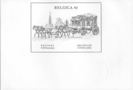 BELGIEN 1982 Int. Briefmarkenausstellung Belgica '82 Block 53 Off. Schwarzdruck - Schwarz-weiß Kleinbögen [ZN & GC]