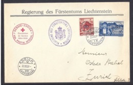 Liechtenstein 1939: VOL POSTAL GENÈVE-ZURICH 1939 Mit Zu D23a+D25  Mi D22a+D24 Yv TS22+24 Mit O VADUZ 25.VIII.39 - Aéreo