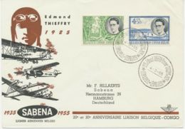 BELGISCH-KONGO 1955 Sonderflug Der SABENA 20 Jahre SABENA LEOPOLDVILLE - HAMBURG - Covers & Documents