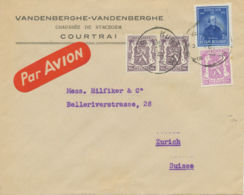 BELGIEN 1947 Int. MiF „KORTRIJK“ Flugpostbrief M. Schöner Flugpost-Aufkleber - Andere & Zonder Classificatie