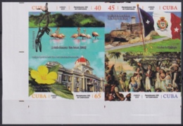 2019.97 CUBA 2019 MNH IMPERFORATED PROOF 200 ANIV FUNDACION DE CIENFUEGOS GUANAROCA FLAMINGO, JAGUA CASTLE - Geschnittene, Druckproben Und Abarten