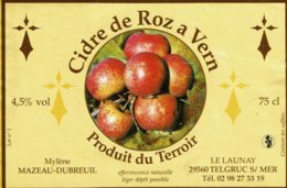 Etiquette De Cidre ROZ A VERN De Telgruc S/Mer  (Pas Neuve Mais En Très Bon état) - Andere & Zonder Classificatie