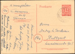 Alli.Bes.12 Pfg.Ziffern-Ganzsache P 953 Als Fernpostkarte Von 1946 Aus Chamerau - Gemeinschaftsausgaben