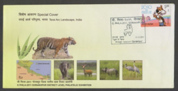 India  2011  Tiger  Elephant  Rhinoceros  Vrane Birds  Gorakhpur  Special Cover #  21674 D  Indien Inde - Raubkatzen