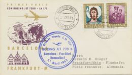 SPANIEN 3 Erstflüge M Dt.Lufthansa 1963 Von BARCELONA U 1963/76 Von MADRID N BRD - Storia Postale