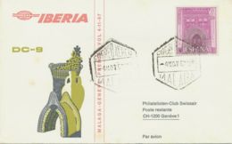 SPANIEN 1967 Erstflug M DC-9 Der IBERIA Air Lines MALAGA-GENÈVE +1973 MADRID-USA - Covers & Documents