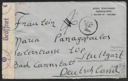 1943 - GREECE To GERMANY - DOUBLE CENSOR OKW & GREEK MARKING To STUTTGART - Storia Postale