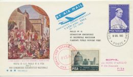 VATICAN CITY 1965 Superb Rare Special Flight "VATICANO - PISA" W. 15 L Pope Paul - Airmail