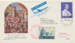 VATICAN CITY 1965 Superb Rare Special Flight "VATICANO - PISA" W. 15 L Pope Paul - Poste Aérienne