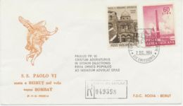 VATICAN CITY 1964 Superb Registered Special Flight Pope Paul VI "ROME - BEIRUT" - Aéreo