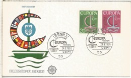 ALEMANIA FDC BONN 1966 EUROPA CEPT - 1966