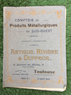 CATALOGUE 1906 COMPTOIR METALLURGIE DU SUD OUEST ARTIGUES RIVIERE DUFFOUR 18 BD DES MINIMES TOULOUSE - 1900 – 1949
