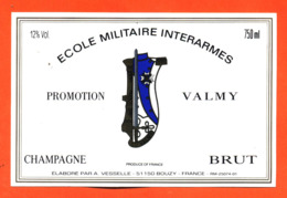 étiquette De Champagne Brut école Militaire Interarmes Promotion Valmy A Vesselle à Bouzy - 75 Cl - Militaria