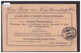 SOLOTHURN - CÄCILIEN VEREIN - GENERAL VERSAMMLUNG 1903 - B ( MINI PLI D'ANGLE ) - Andere & Zonder Classificatie