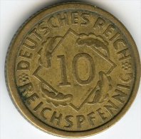 Allemagne Germany 10 Reichspfennig 1925 E J 317 KM 40 - 10 Rentenpfennig & 10 Reichspfennig