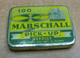 AC - MARSCHALL PHONOGRAPH GRAMOPHONE NEEDLE VINTAGE TIN BOX - Accesorios & Cubiertas