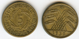 Allemagne Germany 5 Reichspfennig 1935 A J 316 KM 39 - 5 Reichspfennig