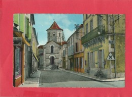 CPSM Petit Format -  Rouillac  -(Charente ) - Rue De L'église -( Postes , Télégraphes ) - Rouillac
