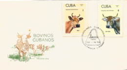 V) 1973 CARIBBEAN, CUBAN CATTLE'S, RACES, JERSEY, SWISS ,WITH SLOGAN CANCELATION IN BLACK, FDC - Cartas & Documentos