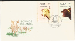 V) 1973 CARIBBEAN, CUBAN CATTLE'S, RACES, CHAROLAISE, SANTA GERTRUDIS, WITH SLOGAN CANCELATION IN BLACK, FDC - Cartas & Documentos