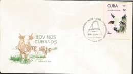 V) 1973 CARIBBEAN, CUBAN CATTLE'S, RACES, BRAHMAN ,WITH SLOGAN CANCELATION IN BLACK, FDC - Covers & Documents