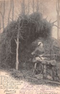 Thème.  Métiers Divers: Bois       Bretagne. Sabotière En Forêt .  Poème  De Botrel     (Voir Scan) - Autres & Non Classés