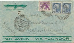 BRAZIL 1935 200 R + 2000 R (2x VARIETIES) SAO PAULO To BERLIN Airmail Via CONDOR - Posta Aerea