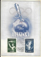 SAAR  1952  Carte Maximum  JEUX OLYMPIQUES  D'  Helsinki - Maximumkarten