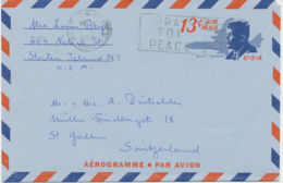 USA 1969 John F. Kennedy 13C Aerogramme WEST NEW YORK NY 07093 / PRAY FOR PEACE - 3c. 1961-... Cartas & Documentos