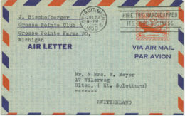 USA 1950 10C Aircraft Air Letter Slogan DETROIT.MICH / HIRE THE HANDICAPPED ITS - 2c. 1941-1960 Storia Postale