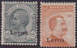 331 ** Lero 1921 - F.lli D’Italia Soprastampato N. 7/8. Cat. € 665,00. SPL - Egeo (Lero)
