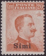 353 ** 1917 Simi - F.lli D’Italia Soprastampato N. 9. Cat. € 275,00. SPL - Ägäis (Simi)