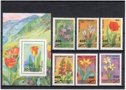 Uzbekistan 2015 . Ovpt .  On Flowers'1993. 6v+S/S: 6x400,2x600+1000  Michel # 119-24 + BL 74 - Oezbekistan