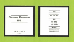 Cartes Parfumées  CARTE  JO MALONE LONDON ASIATIQUE  ORANGE BLOSSOM - Modernes (à Partir De 1961)